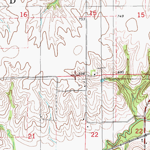 Topographic Map of Township of Richland, IA