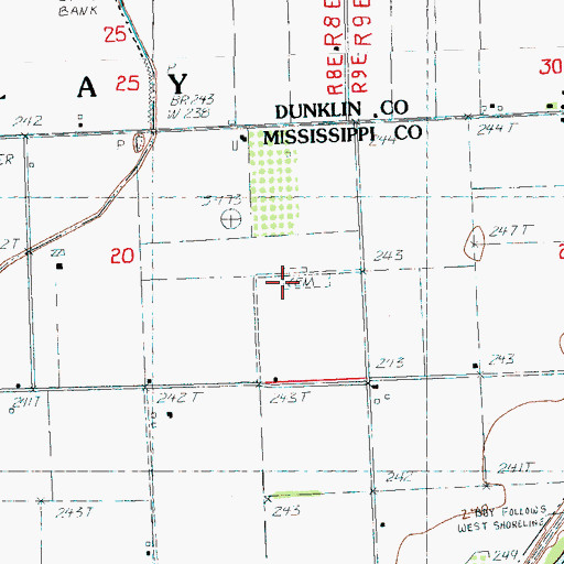 Topographic Map of Box Elder Cemetery, AR