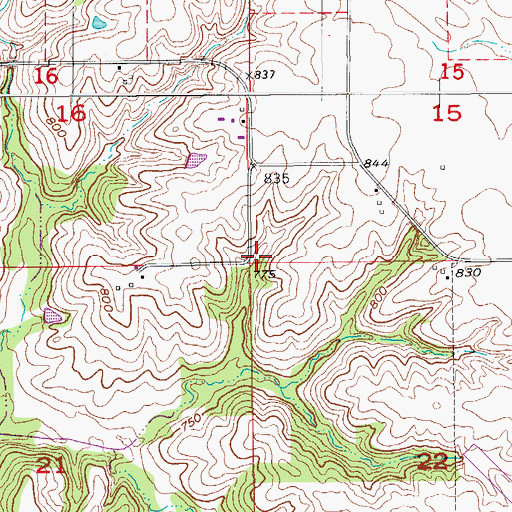 Topographic Map of Township of Richland, IA