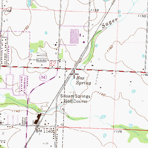 Topographic Map of Box Spring, AR