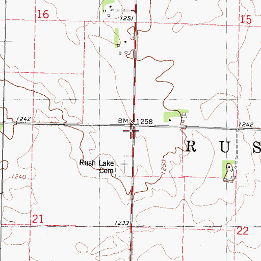 Topographic Map of Township of Rush Lake, IA