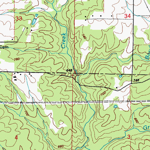 Topographic Map of Boyd Branch, AR