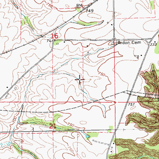 Topographic Map of Township of Seventy-Six, IA