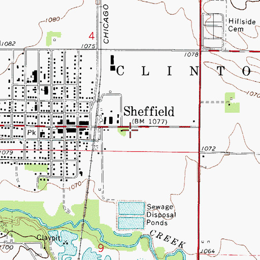 Topographic Map of City of Sheffield, IA