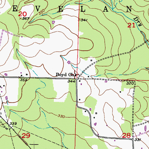 Topographic Map of Boyd Church, AR