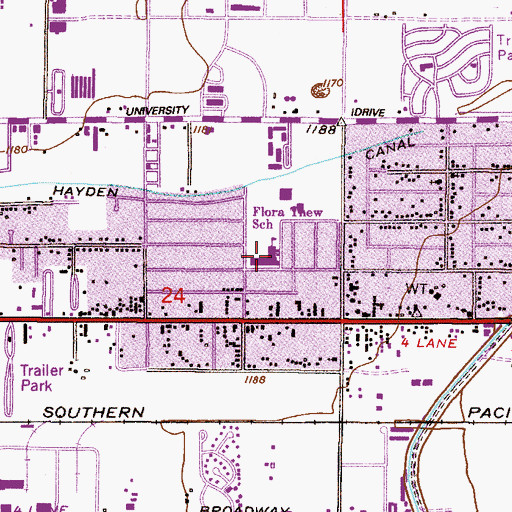 Topographic Map of Flora View School, AZ