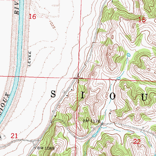 Topographic Map of Township of Sioux, IA