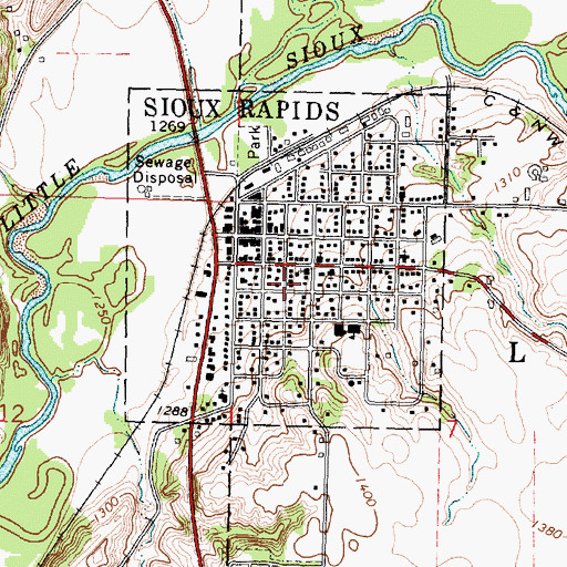 Topographic Map of City of Sioux Rapids, IA