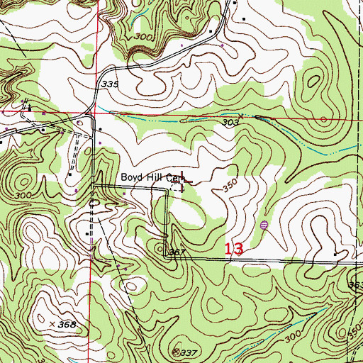 Topographic Map of Boyd Hill Cemetery, AR