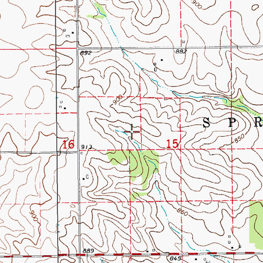 Topographic Map of Township of Spring Creek, IA