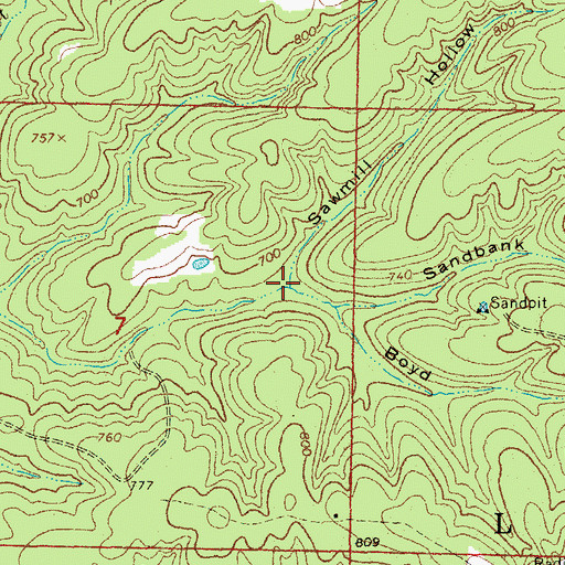 Topographic Map of Boyd Hollow, AR