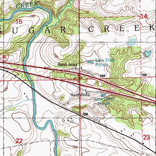 Topographic Map of Township of Sugar Creek, IA