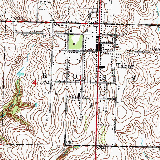 Topographic Map of City of Tabor, IA