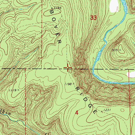 Topographic Map of Boyer Ridge, AR