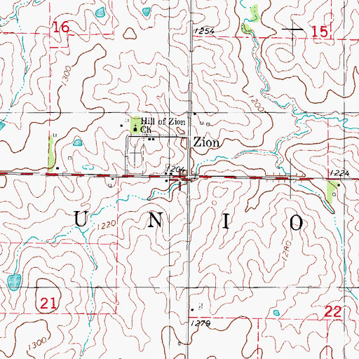 Topographic Map of Township of Union, IA