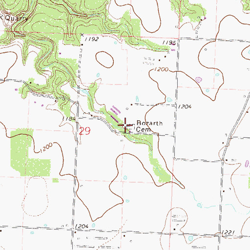 Topographic Map of Bozarth Cemetery, AR