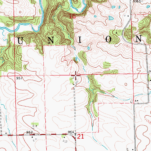 Topographic Map of Township of Union, IA