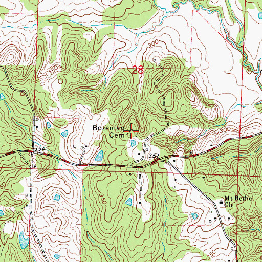 Topographic Map of Bozeman Cemetery, AR