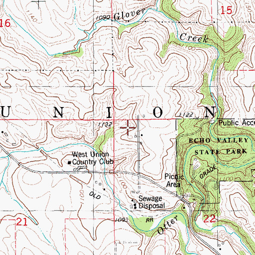 Topographic Map of Township of Union, IA