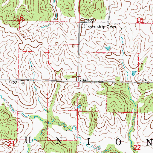 Topographic Map of Township of Union, IA
