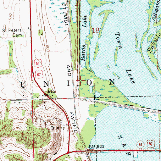 Topographic Map of Township of Union, IA
