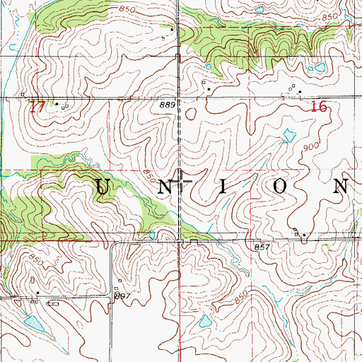 Topographic Map of Township of Union, IA