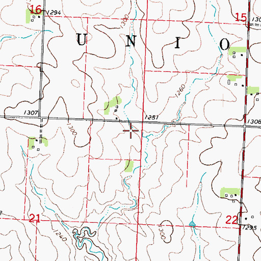 Topographic Map of Township of Union, IA