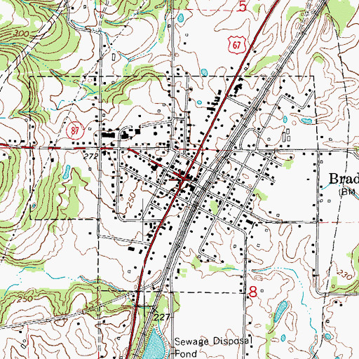 Topographic Map of Bradford, AR