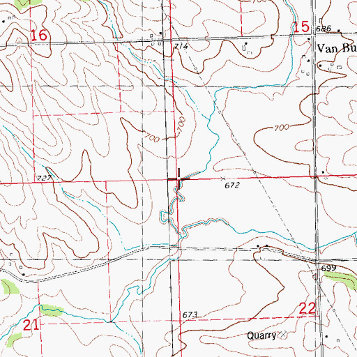 Topographic Map of Township of Van Buren, IA