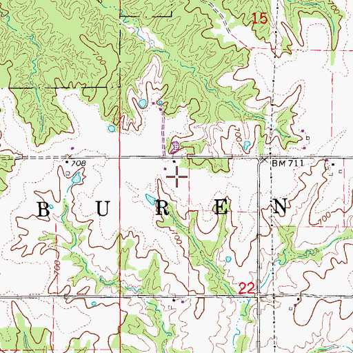 Topographic Map of Township of Van Buren, IA
