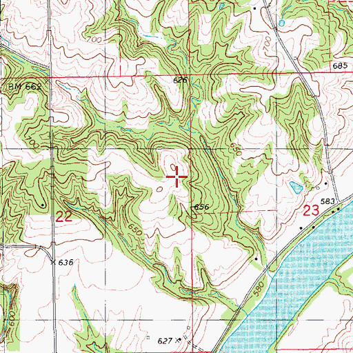 Topographic Map of Township of Van Buren, IA