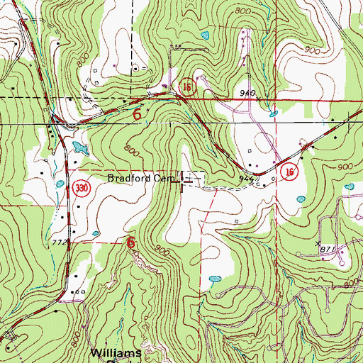 Topographic Map of Bradford Cemetery, AR