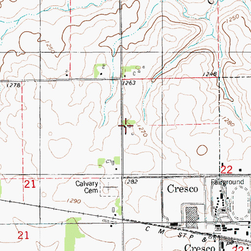 Topographic Map of Township of Vernon Springs, IA