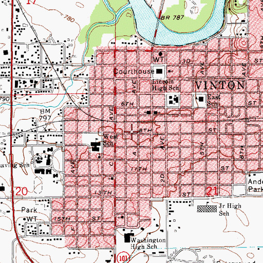 Topographic Map of City of Vinton, IA