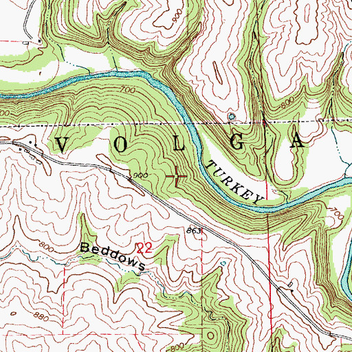 Topographic Map of Township of Volga, IA