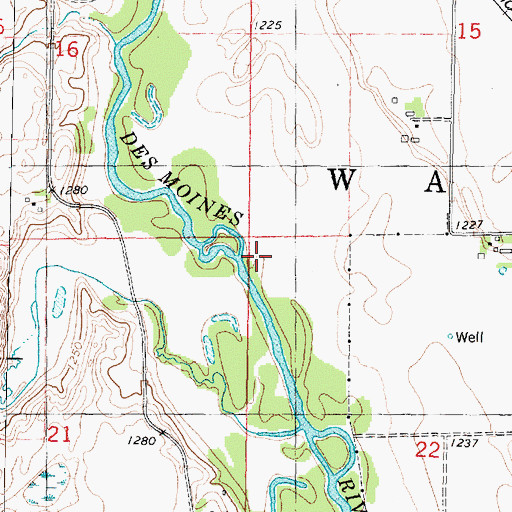 Topographic Map of Township of Walnut, IA