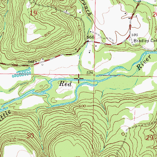 Topographic Map of Bradley Branch, AR