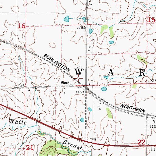 Topographic Map of Township of Ward, IA