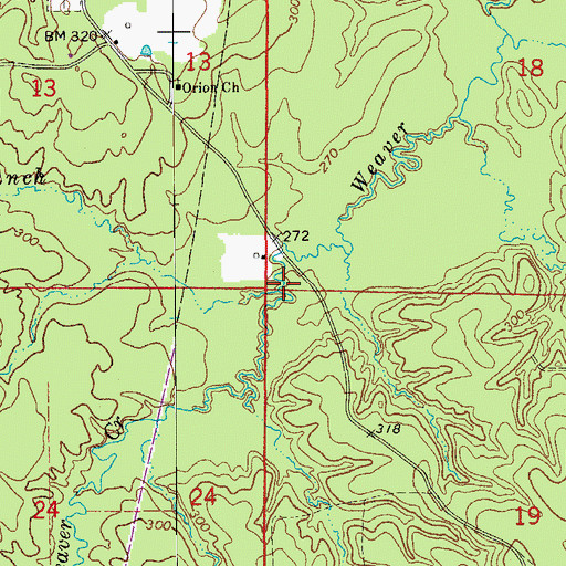 Topographic Map of Bradley Branch, AR