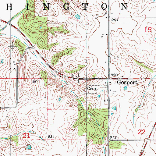 Topographic Map of Township of Washington, IA