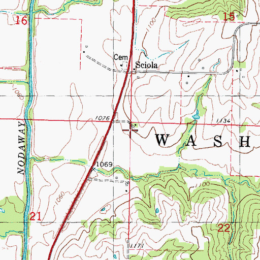 Topographic Map of Township of Washington, IA
