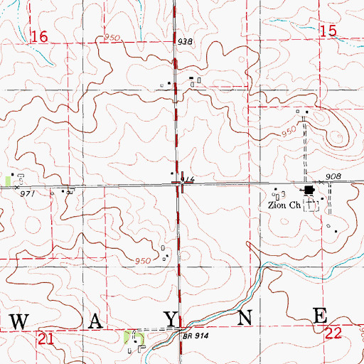 Topographic Map of Township of Wayne, IA