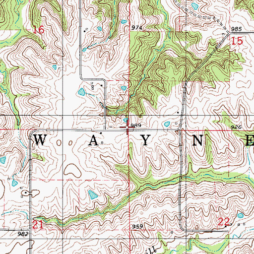 Topographic Map of Township of Wayne, IA