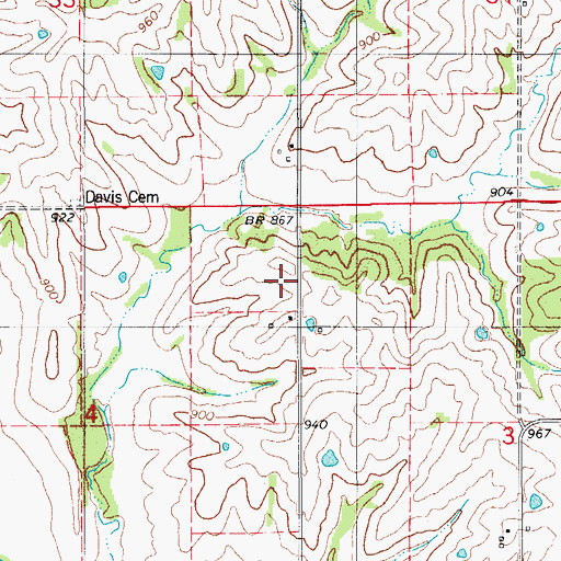 Topographic Map of Township of Wells, IA