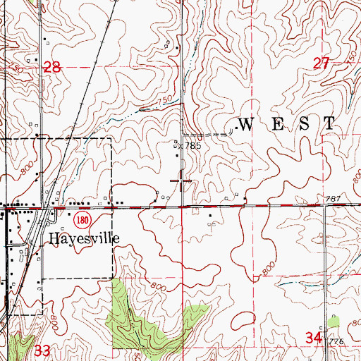 Topographic Map of Township of West Lancaster, IA
