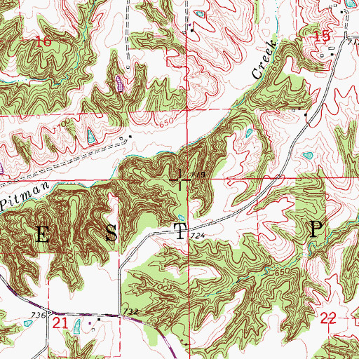 Topographic Map of Township of West Point, IA