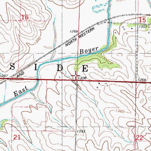 Topographic Map of Township of West Side, IA