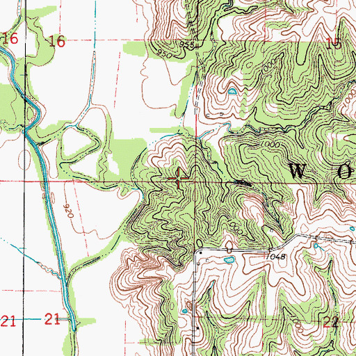 Topographic Map of Township of Woodland, IA