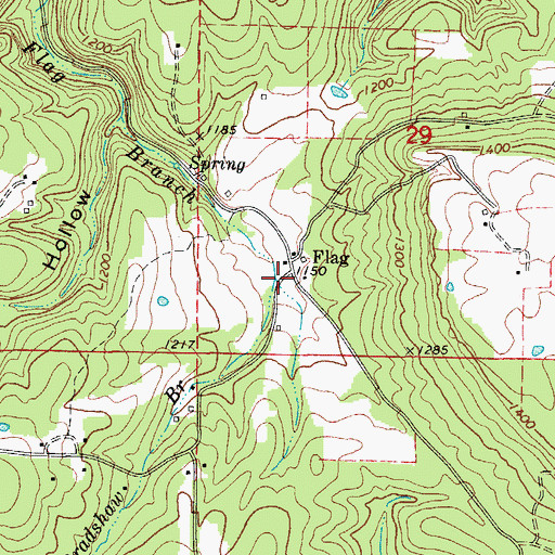 Topographic Map of Bradshaw Branch, AR