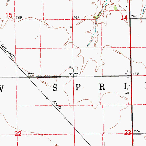 Topographic Map of Township of Yellow Springs, IA